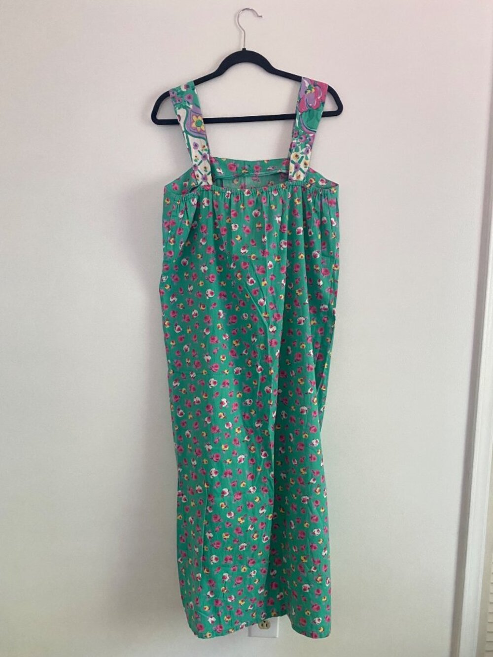 Vintage Handmade Green Colorful Floral Maxi Dress With Button Detail Size M - Picture 2 of 6